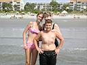 P1010007.jpg: Denise Sam and Matt at the beach