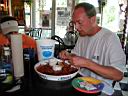 P1010230.jpg: Sean eating his crawdad's at Kenny B's