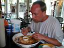 P1010238.jpg: Sean finishing his crawdad's at Kenny B's